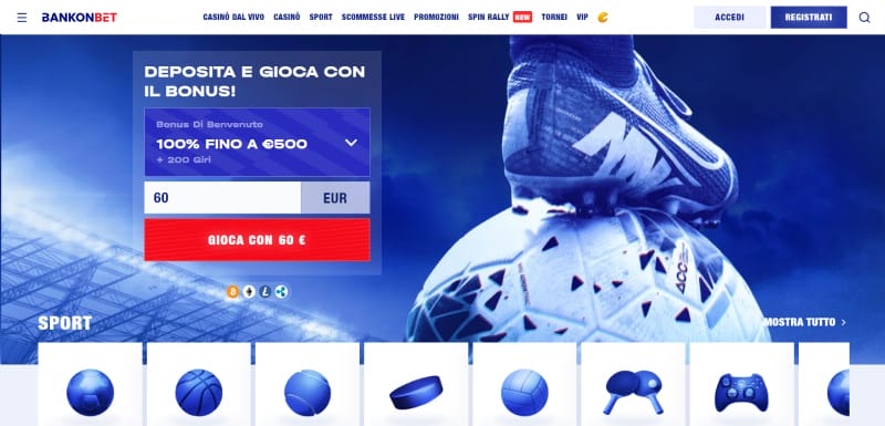 Homepage di BankonBet