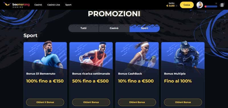 Bonus delle scommesse sportive su Boomerang