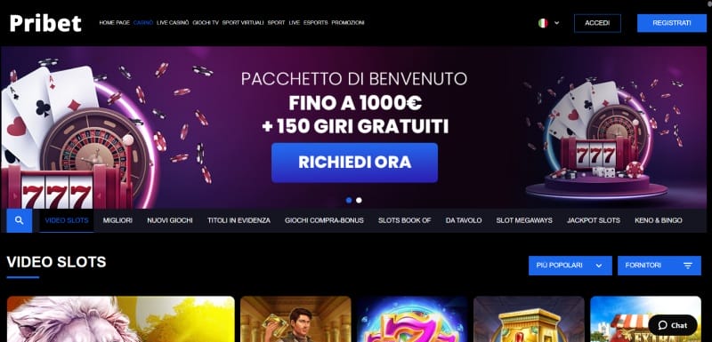 Sito web del casinò Pribet