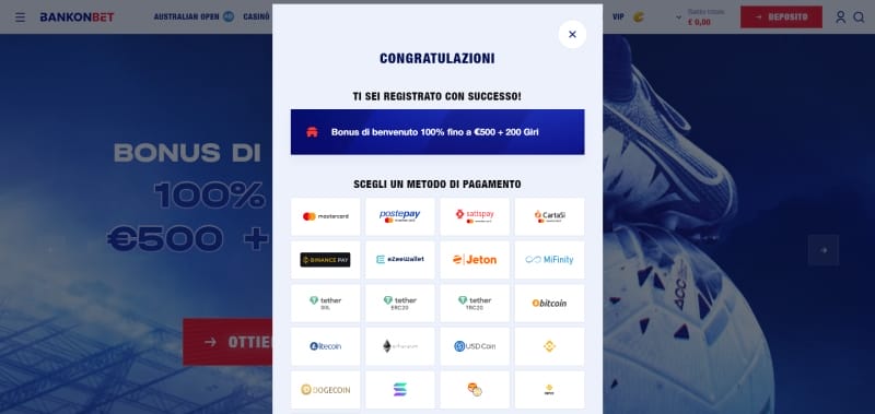 Metodi di deposito Bankonbet