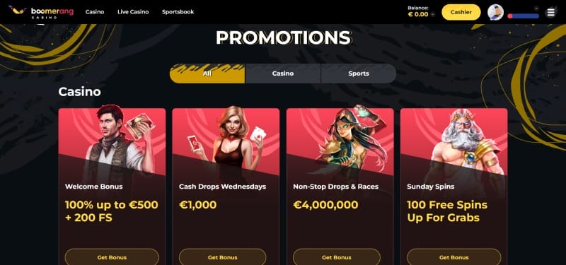 Promozioni del casinò Boomerang