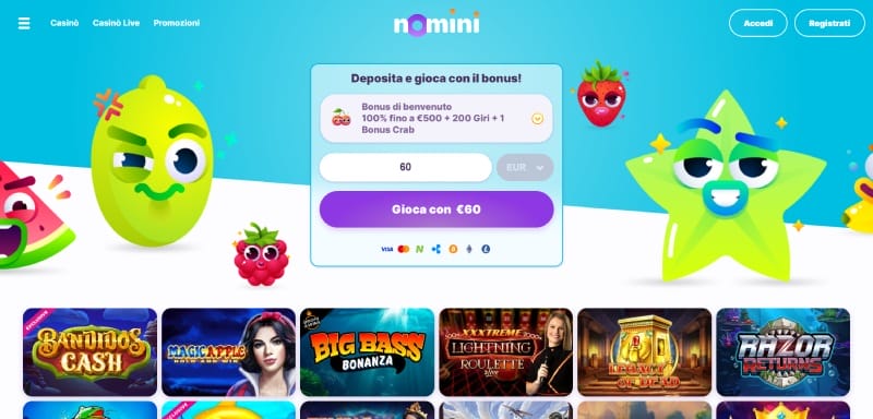 Homepage del Casinò Nomini