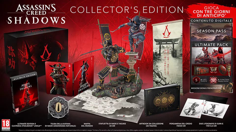 Cosa contiene l'edizione da collezione di Assassin's Creed Shadows