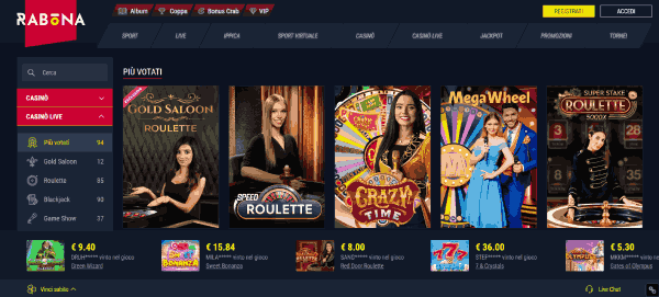 Rabona Casino dal vivo