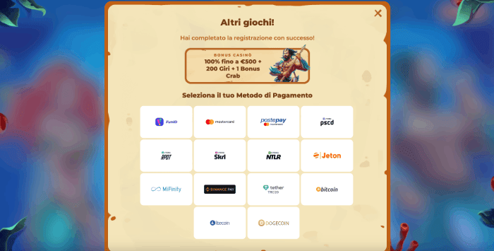 Deposito con casino criptovaluta Italia
