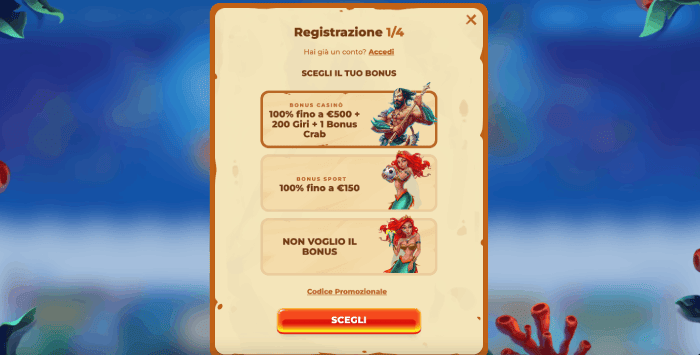 Registrazione al crypto casino Italia