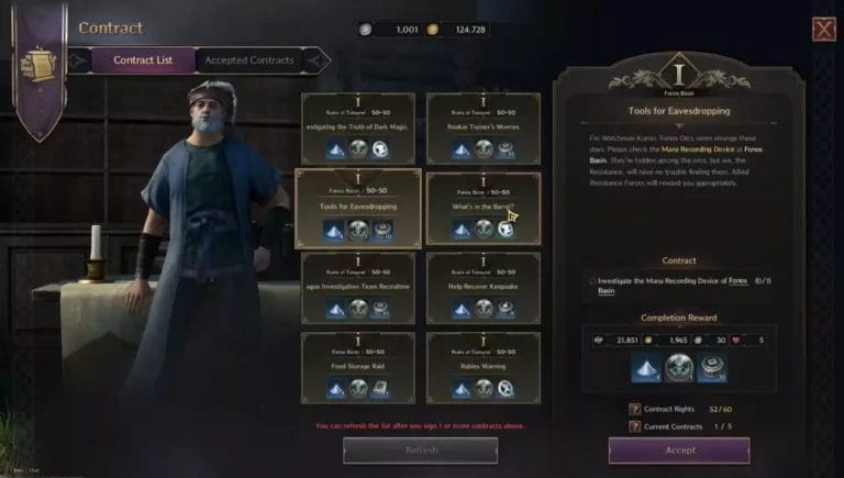 Come funzionano i contratti in Throne and Liberty