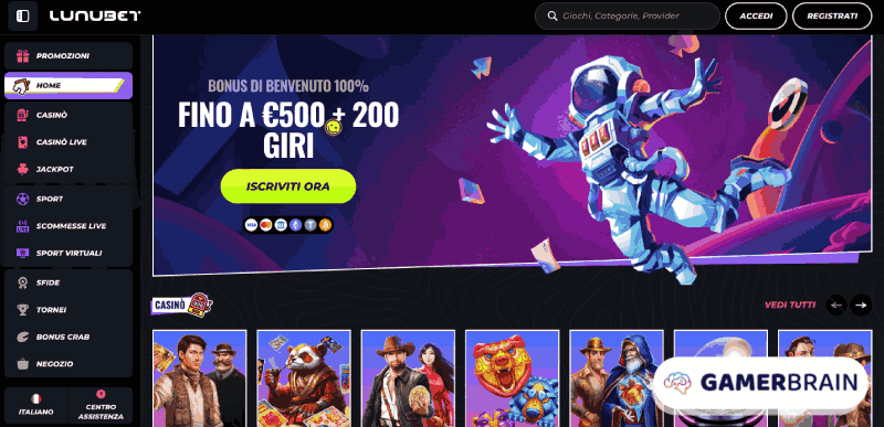 LunuBet casinò online Italia 50 euro bonus senza deposito