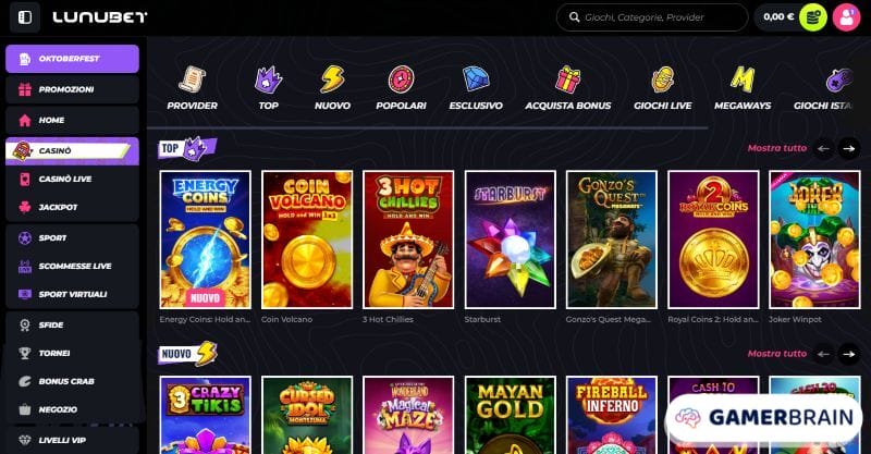 Lunubet casino non AAMS giochi bonus 50 eur senza deposito