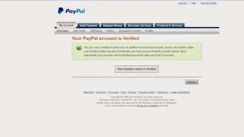 PayPal Verificacione